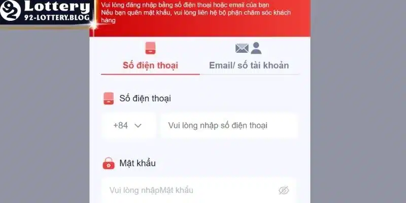 Hướng dẫn đăng nhập 92lottery chi tiết nhất
